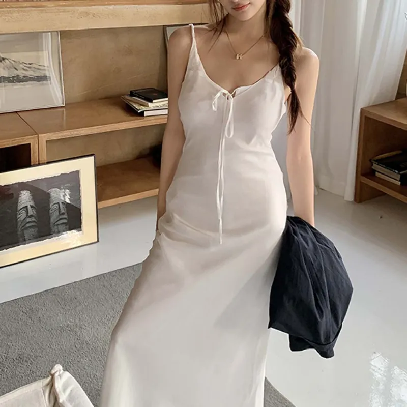 / Slip Dresses Women's White+Bowknot Hair Tie Comes With-3