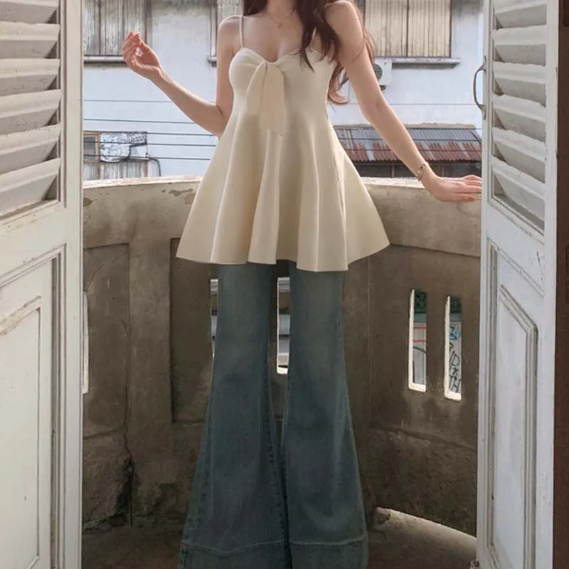 TURN UP Slip Dress Women's Apricot+Bowknot Hair Tie Comes With-4