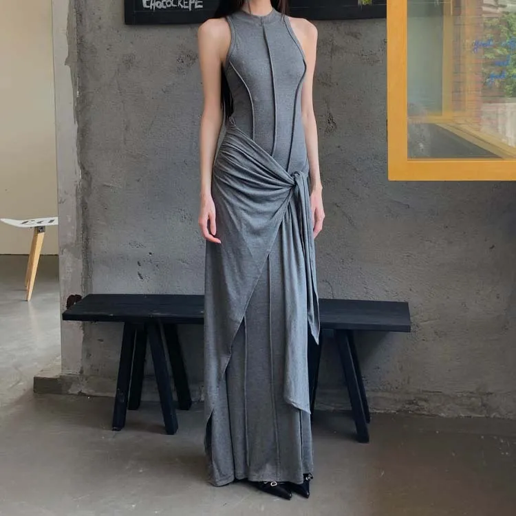 TURN UP Sleeveless Dress Women's Dark Gray-6