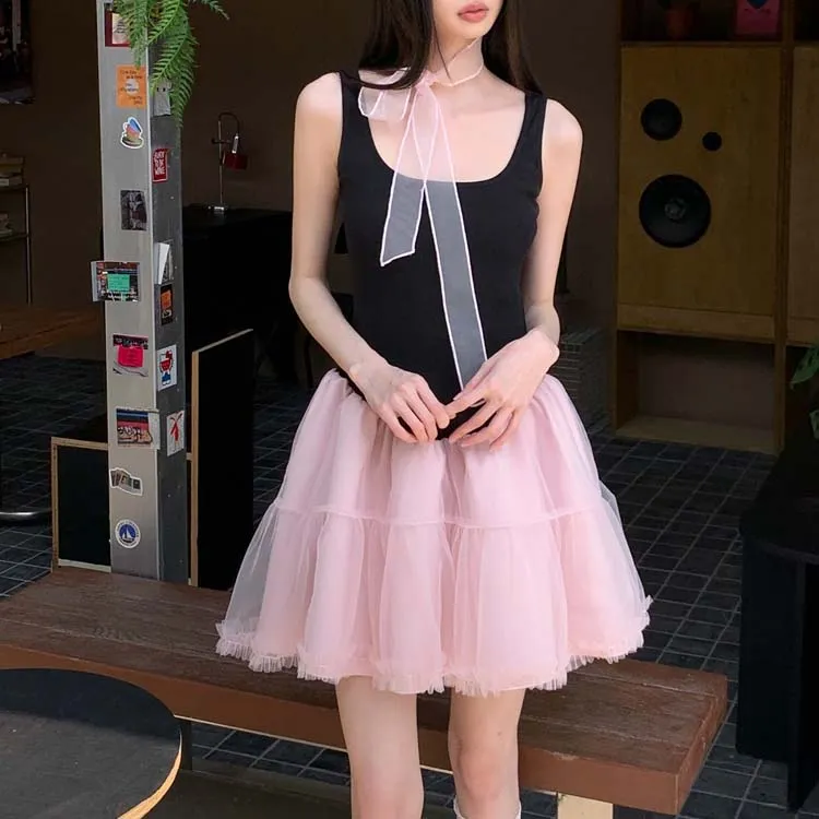 TURN UP Sleeveless Dress Women's Black, Pink & Multicolor-4