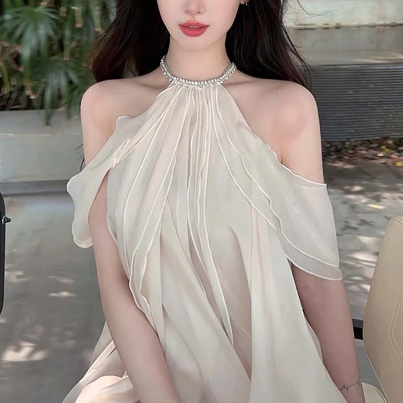 TURN UP Sleeveless Dress Women's Apricot+Bowknot Hair Tie Comes With-3