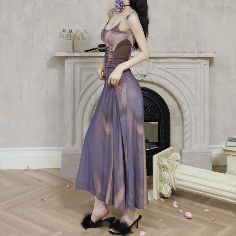 TURN UP Slip Dresses Women's Purple+Bowknot Hair Tie Comes With-4