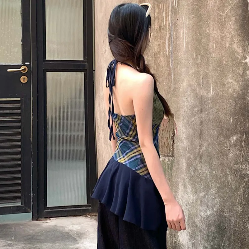 TURN UP Slip Dress Women's Yellow Green+Bowknot Hair Tie Comes With-4