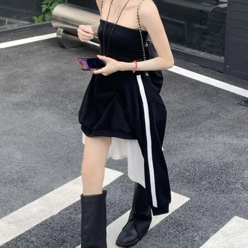 TURN UP Sleeveless Dress Women's Black White-5