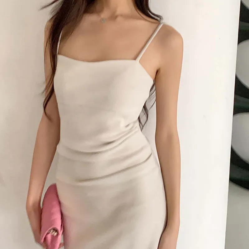TURN UP Slip Dresses Women's Ecru+Bowknot Hair Tie Comes With-5