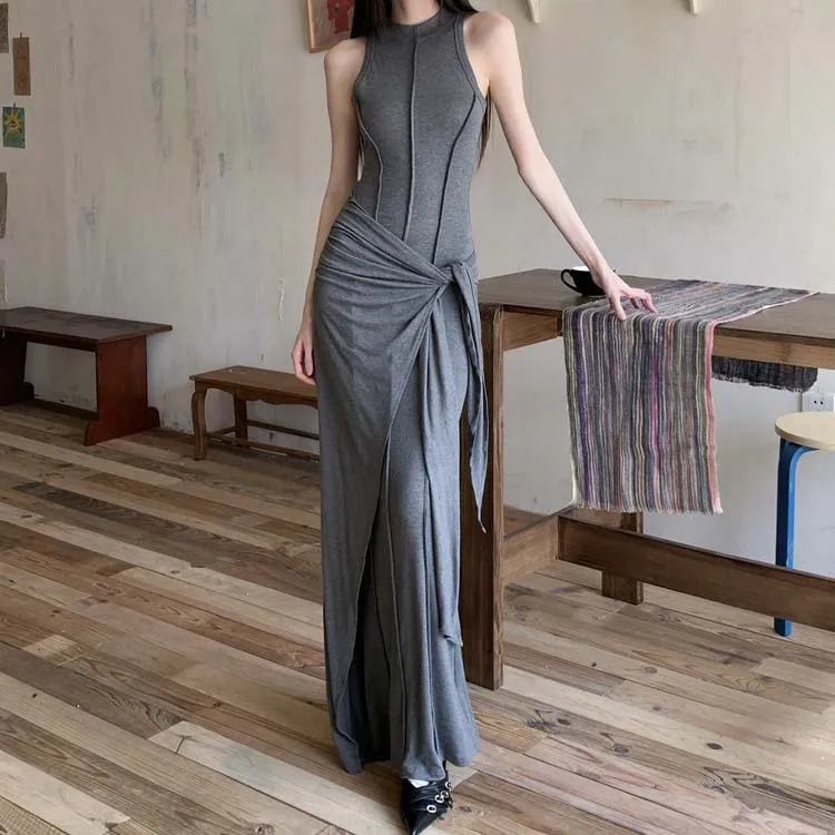 TURN UP Sleeveless Dress Women's Dark Gray-3