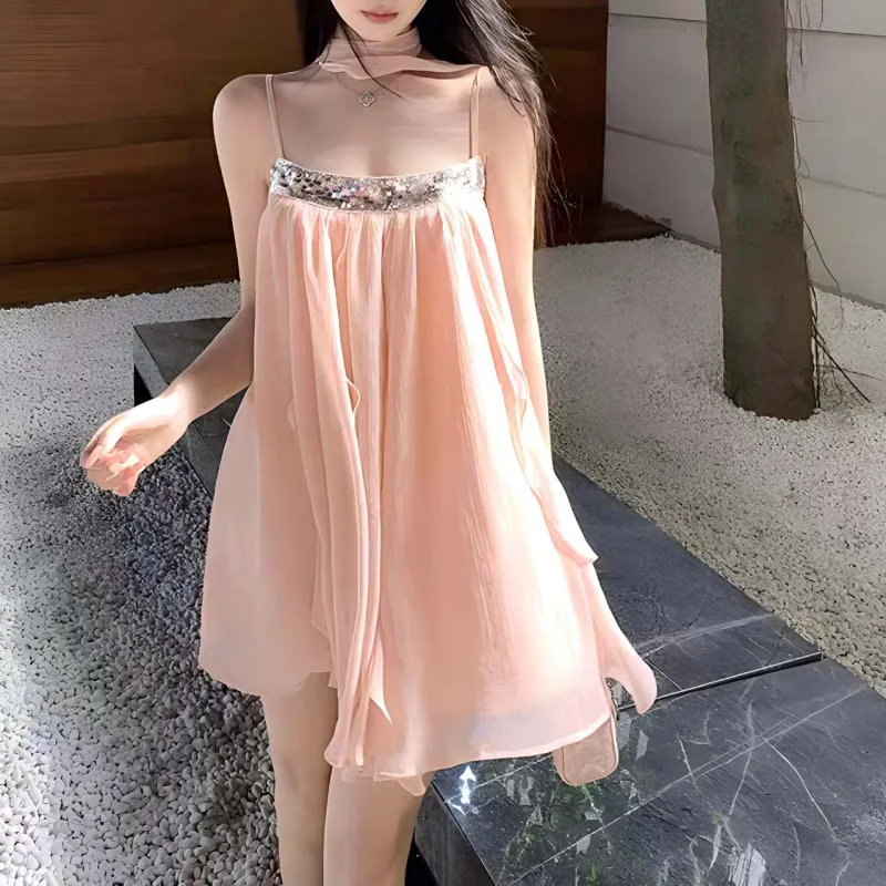 TURN UP Slip Dresses Women's Pink-3