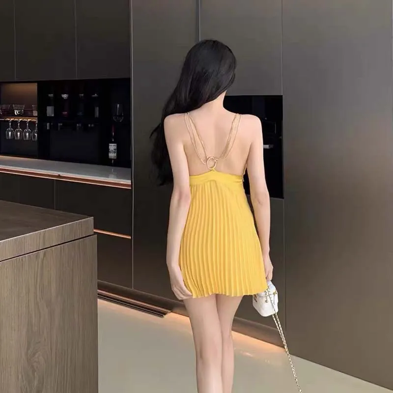 TURN UP Slip Dress Women's Bright Yellow-3