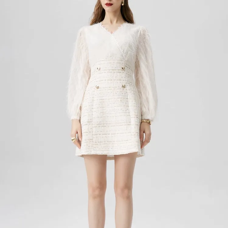 TURN UP Long-Sleeved Dresses Women's Apricot-3