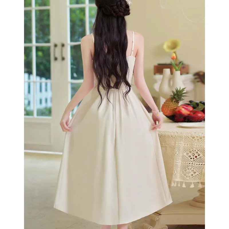 TURN UP Skirt Set Women's Apricot Two Piece Set+Bowknot Hair Tie Includes-4