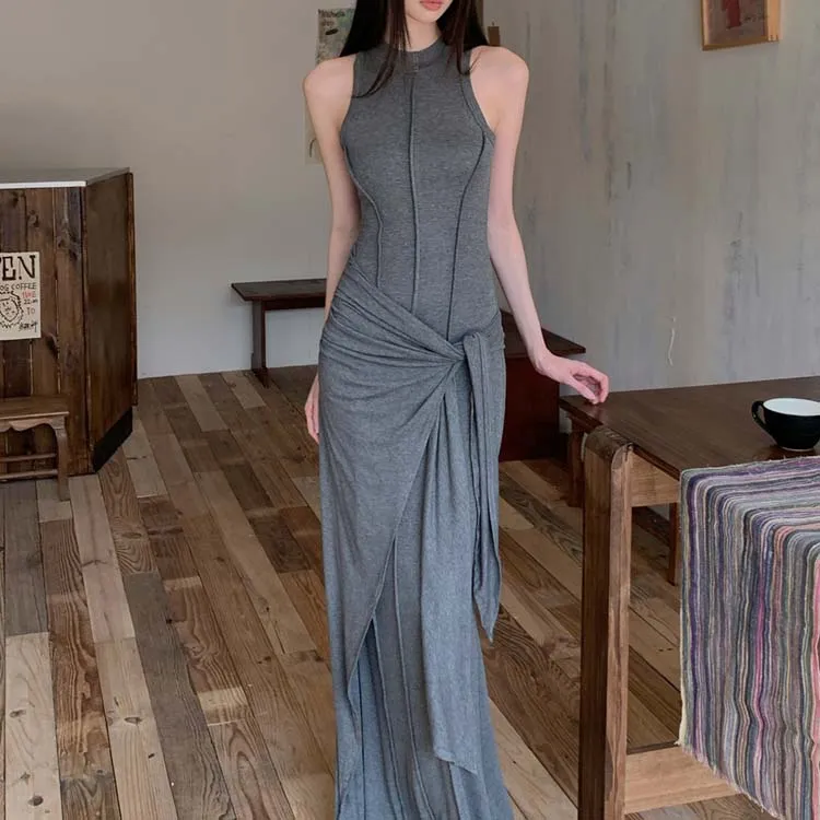 TURN UP Sleeveless Dress Women's Dark Gray-4