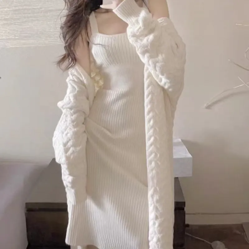 TURN UP Slip Dresses Women's White-3