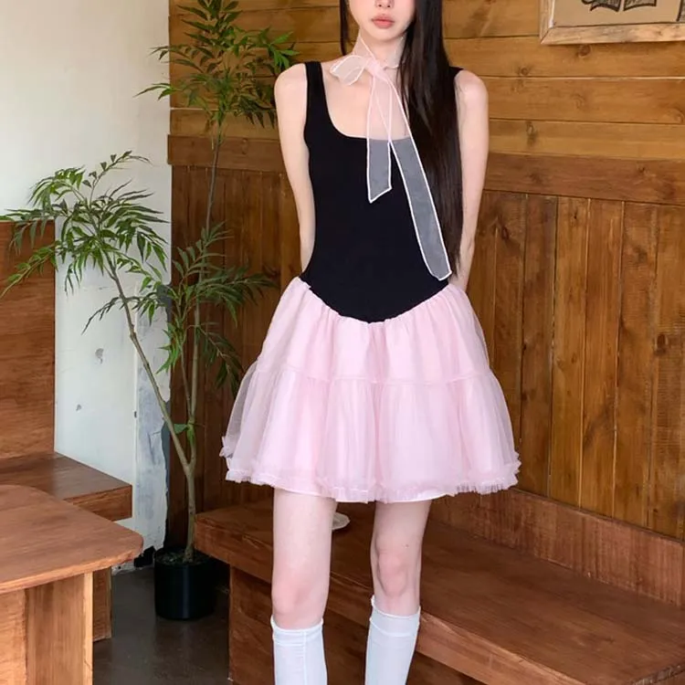 TURN UP Sleeveless Dress Women's Black, Pink & Multicolor-5
