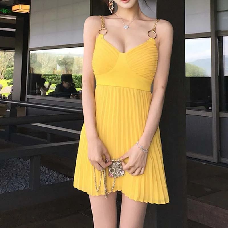 TURN UP Slip Dress Women's Bright Yellow-6