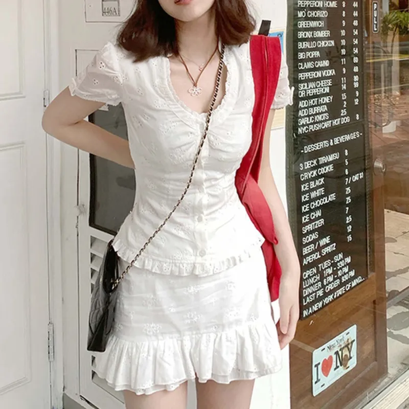 TURN UP Skirt Set Women's White-3