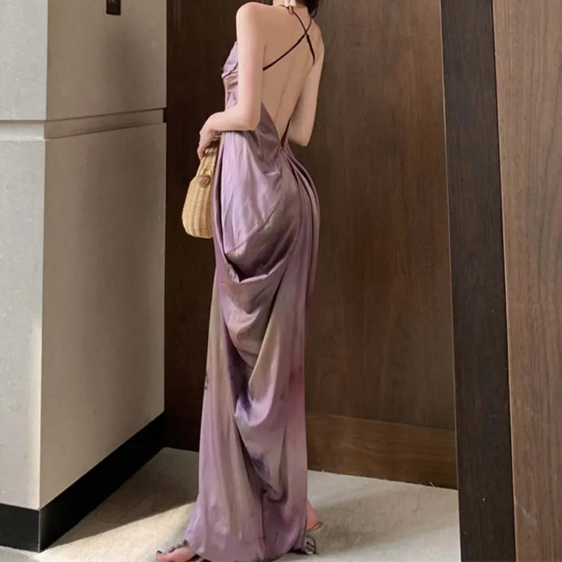 TURN UP Slip Dresses Women's Pink Purple+Bowknot Hair Tie Comes With-3