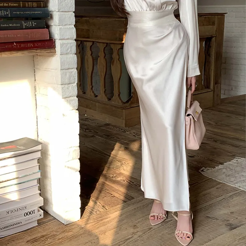 TURN UP Casual Long Skirt Women's White-6