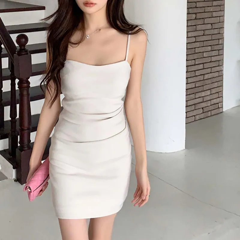 TURN UP Slip Dresses Women's Ecru+Bowknot Hair Tie Comes With-4