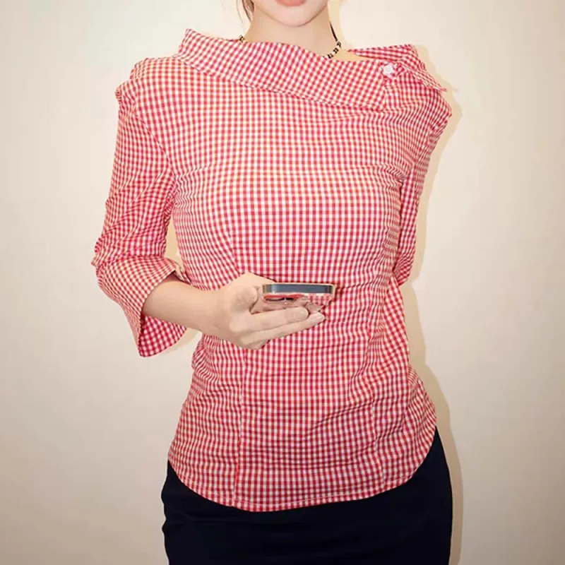 TURN UP Shirt Women's Red Plaid-4