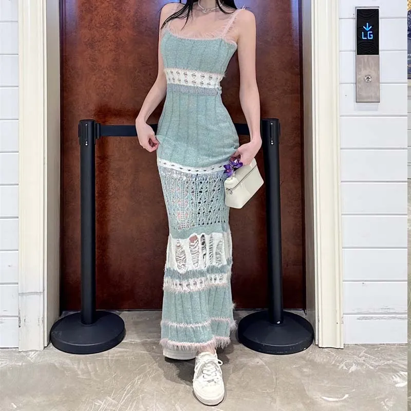 TURN UP Slip Dress Women's Mint Green+Bowknot Hair Tie Comes With-2