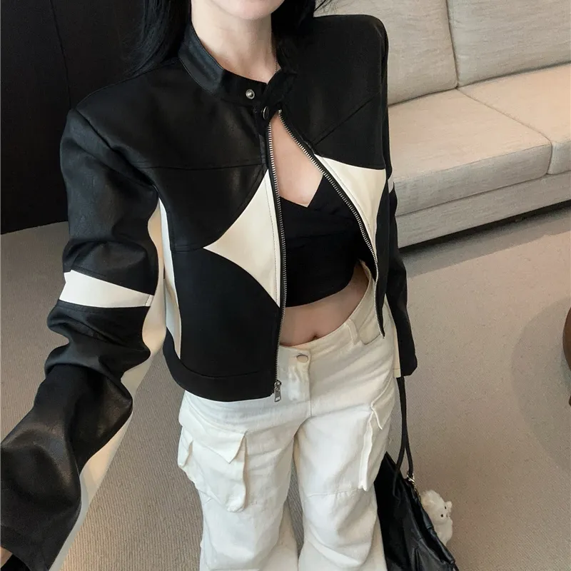 TURN UP Leather Jacket Women's Black-2