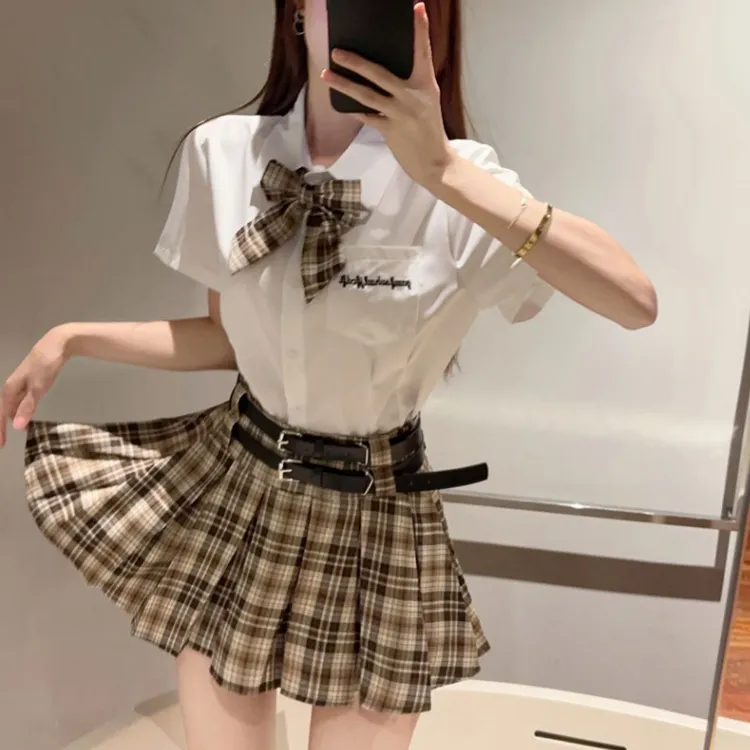TURN UP Skirt Set Women's White+Khaki-2