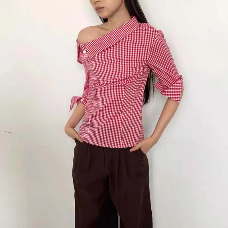 TURN UP Shirt Women's Red Plaid-3