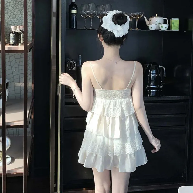 TURN UP Slip Dresses Women's Apricot+Bowknot Hair Tie Comes With-4