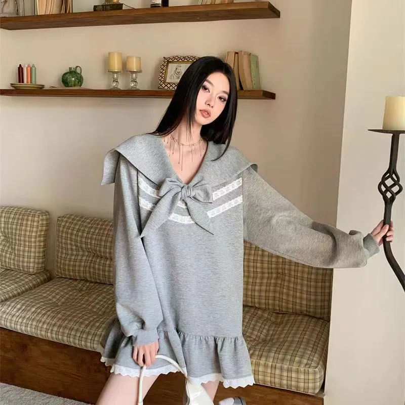 TURN UP Long Sleeved Dresses Women's Gray-3