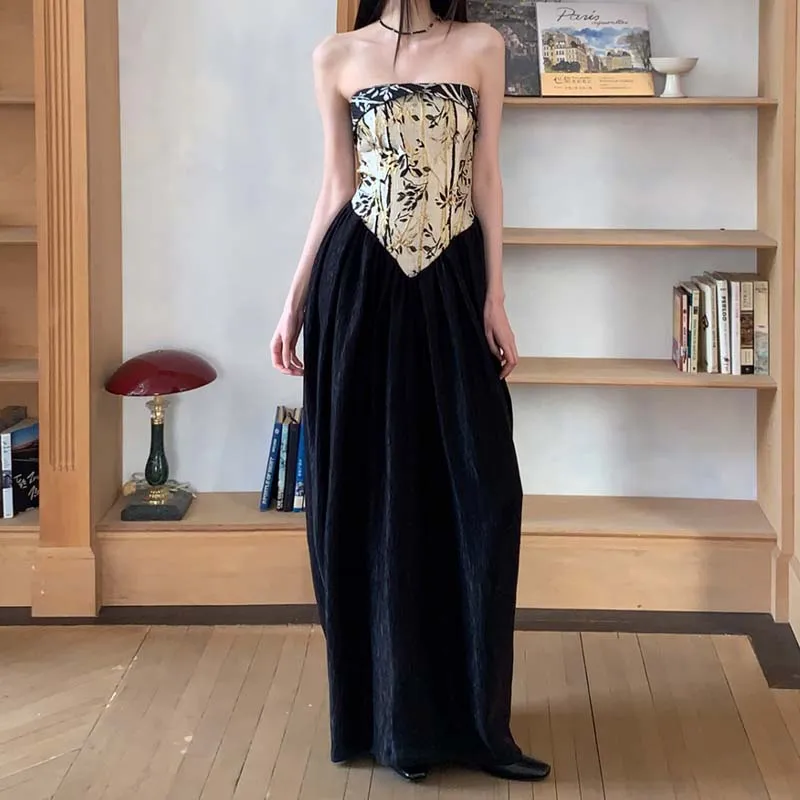 TURN UP Sleeveless Dress Women's Black Gold-2