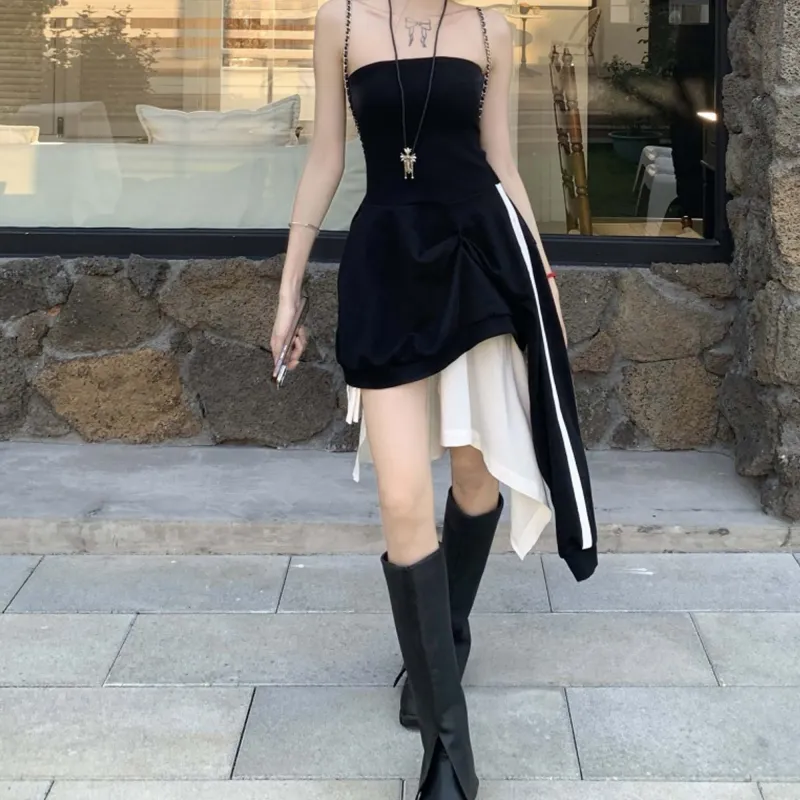 TURN UP Sleeveless Dress Women's Black White-3