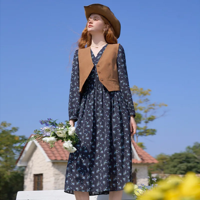 WESTLINK Long Sleeved Dresses Women's Blue-5