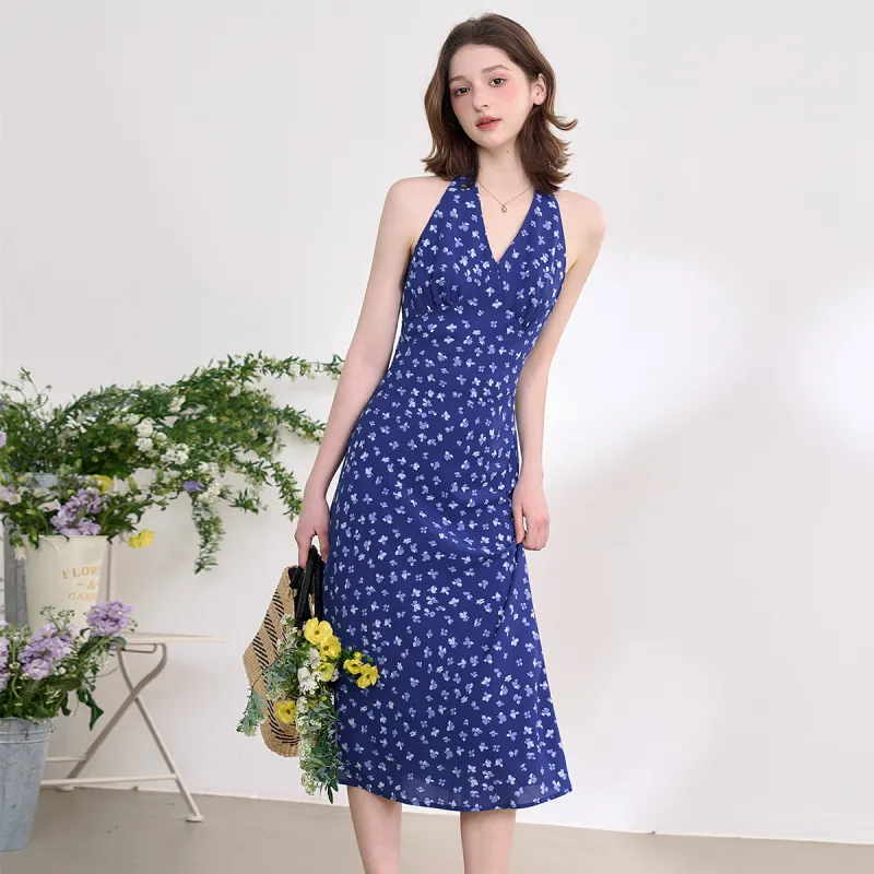 WESTLINK Sleeveless Dress Women's Vintage Blue-3