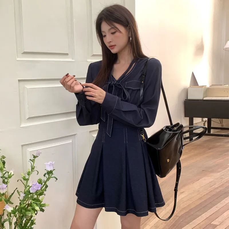 WESTLINK Long Sleeved Dress Women's Royal Blue-4
