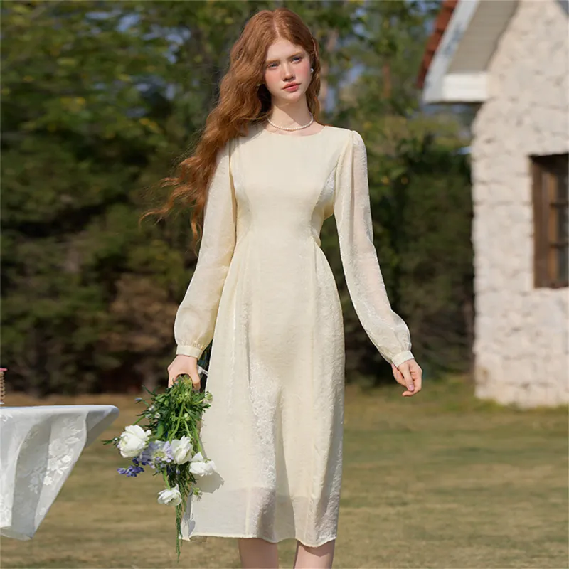 WESTLINK Long Sleeved Dress Women's Light Yellow-6