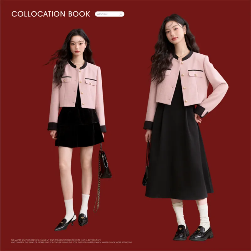 WESTLINK Cropped Coat Women's Pink-4