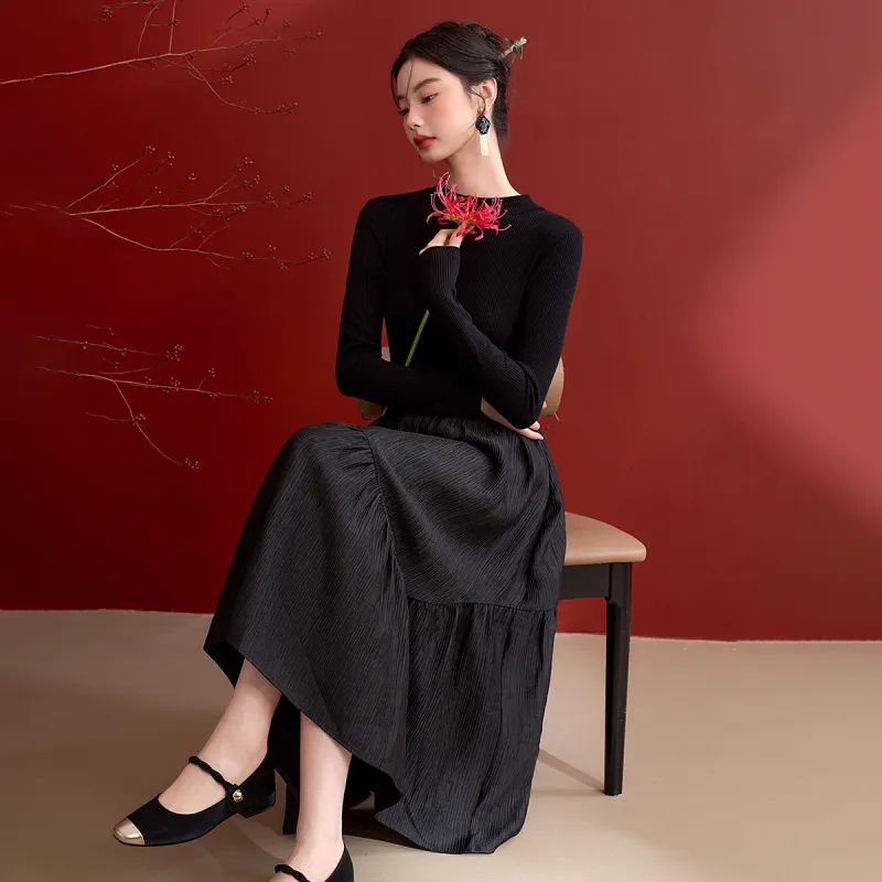 WESTLINK Long Sleeved Dresses Women's Black-5