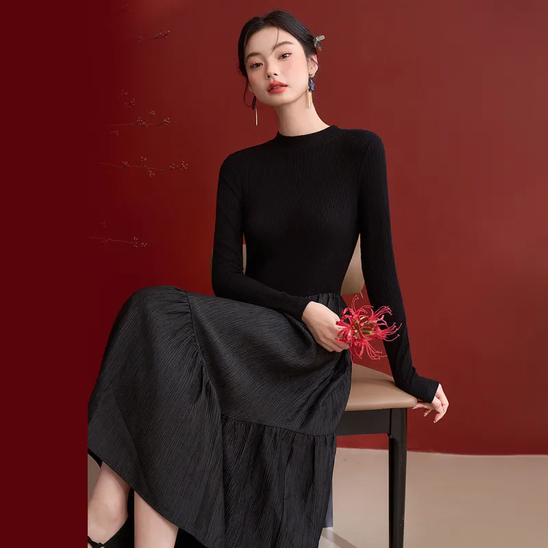 WESTLINK Long Sleeved Dresses Women's Black-2