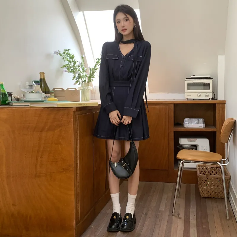 WESTLINK Long Sleeved Dress Women's Royal Blue-2
