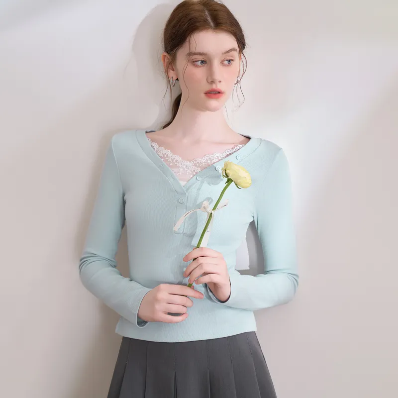WESTLINK T Shirts Women's Blue Long Sleeved-5
