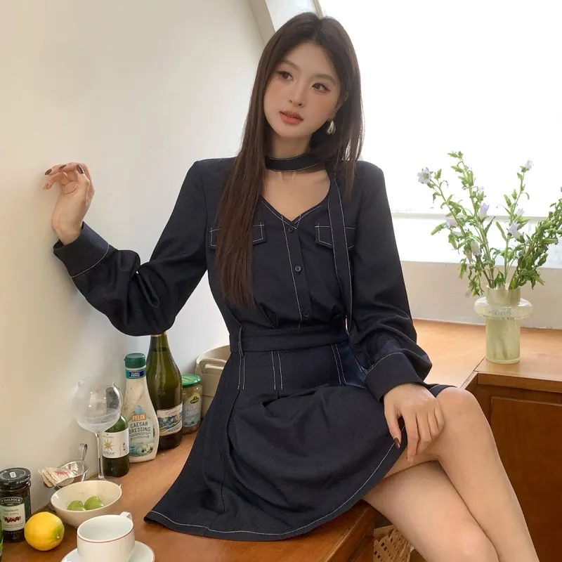 WESTLINK Long Sleeved Dress Women's Royal Blue-5