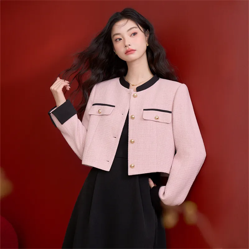 WESTLINK Cropped Coat Women's Pink-3
