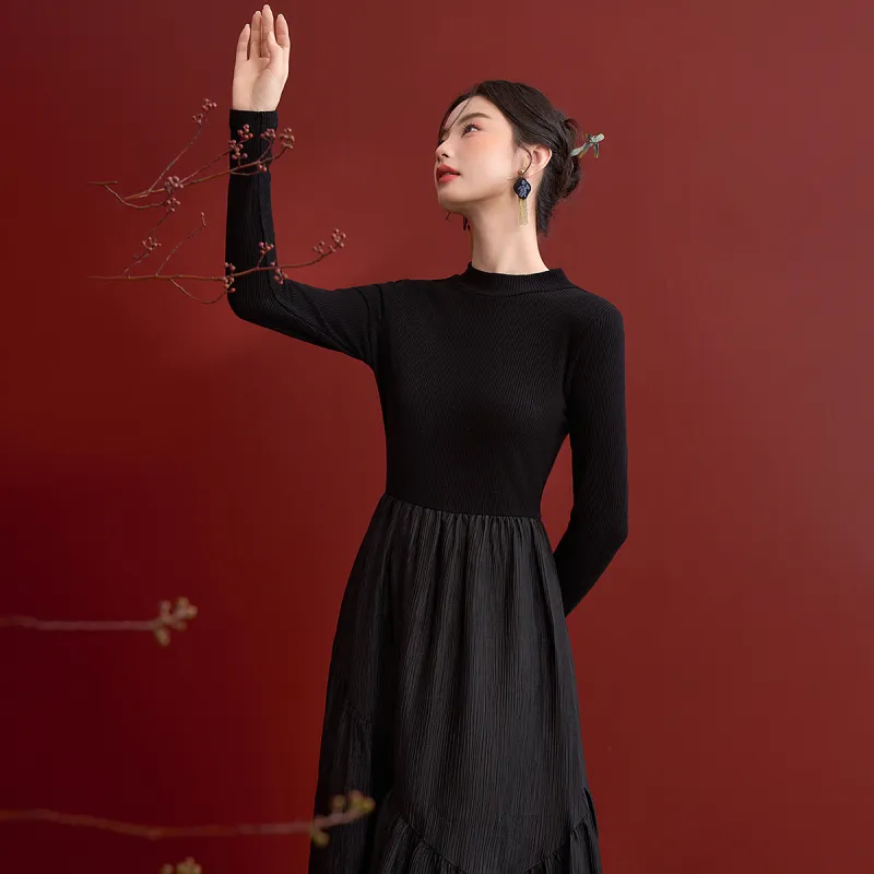 WESTLINK Long Sleeved Dresses Women's Black-4