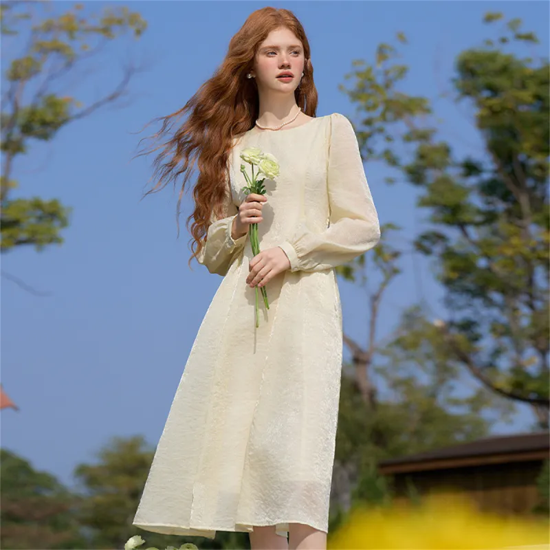 WESTLINK Long Sleeved Dress Women's Light Yellow-2