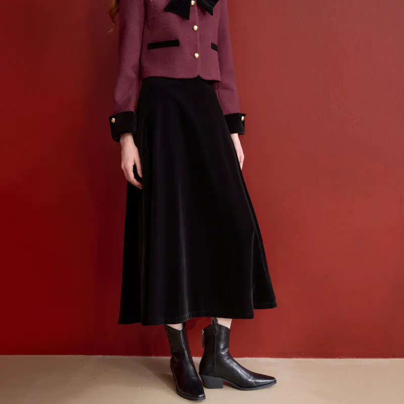 WESTLINK Two Piece Skirt Sets Women's Black+Red-6