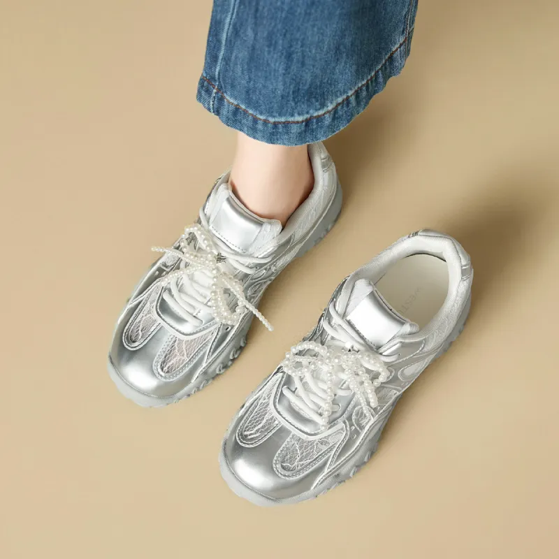 WESTLINK Casual Shoes Women's Low Top Silver-11