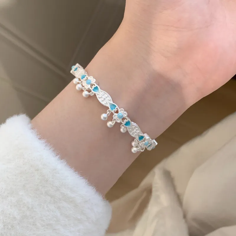 YINI 999 Fine Silver With 9 Enamel Colors Bangles Women's-2