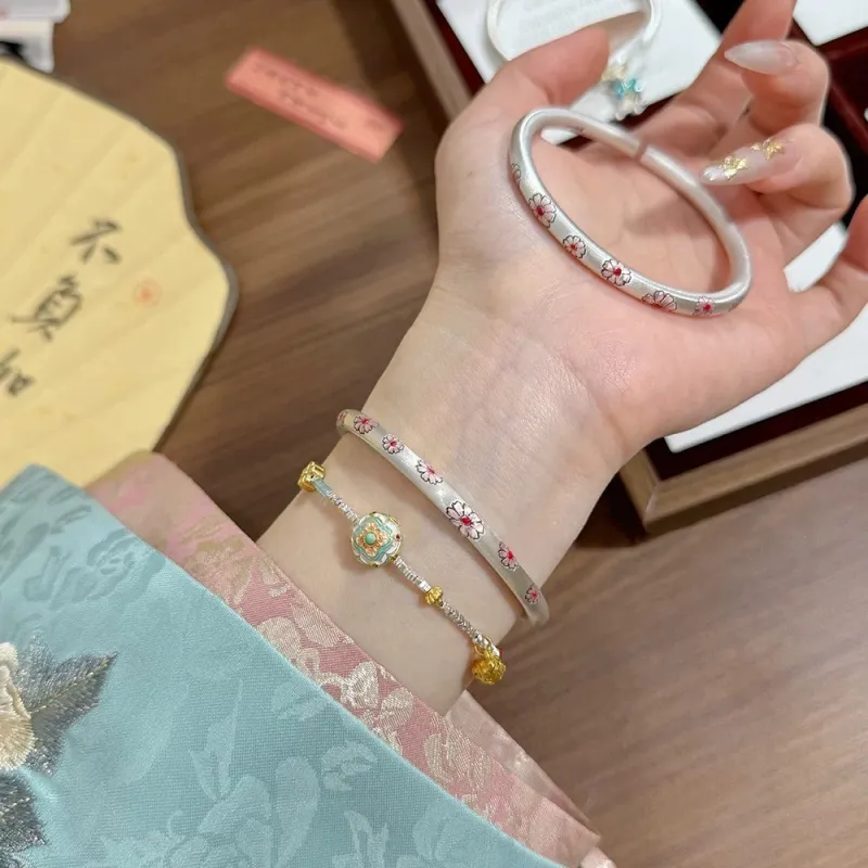 YINI 999 Fine Silver .9 Silver Bangles Women's-2