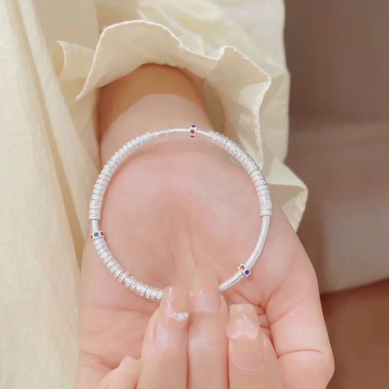 YINI 9999 Fine Silver Bangles Women's-2