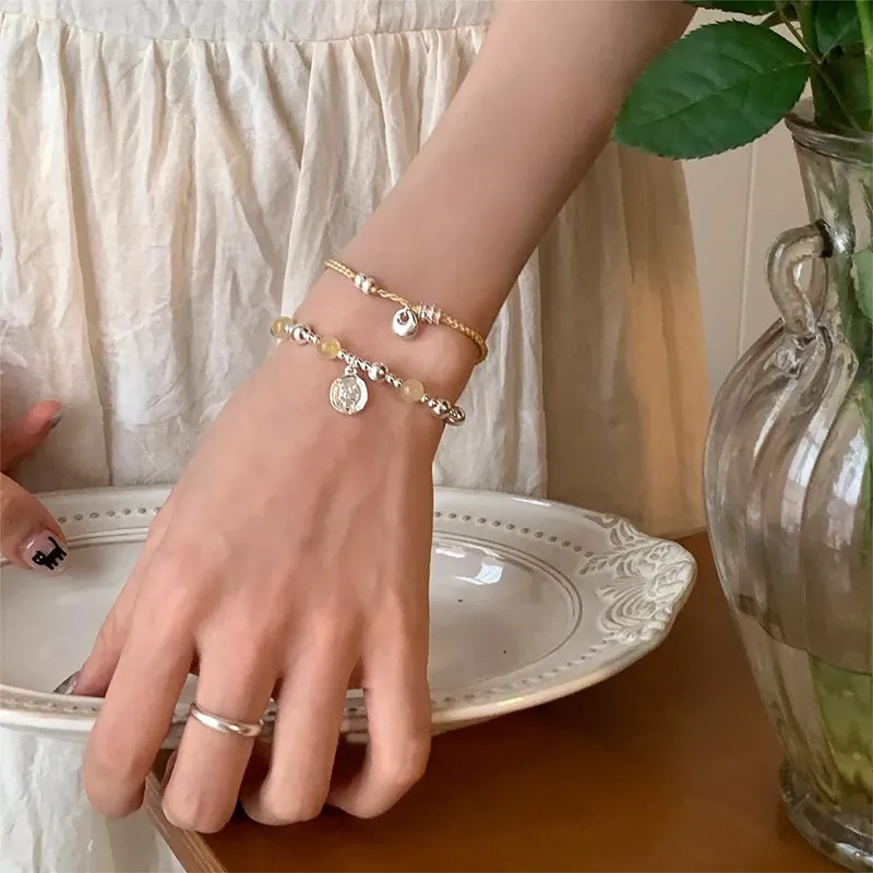 YINI 990 Silver Rutilated Quartz Pure Silver Bracelets Women's-2